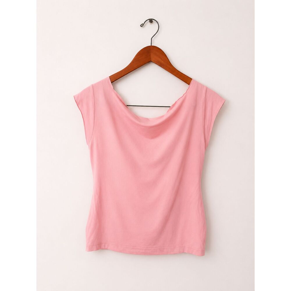 H&M Soft Pink Twist Front Knot V Neck Cap Sleeve Top Balletcore Coquette M - Picture 4 of 7